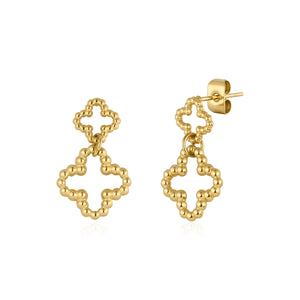 Ohrrstecker Doppel Kleeblatt Gold