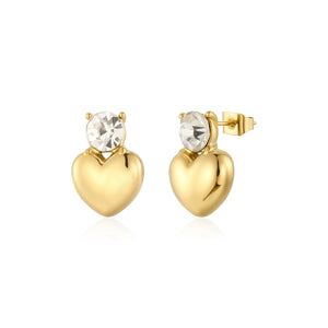 Ohrrstecker Herz mit Diamant Gold