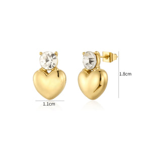 Ohrrstecker Herz mit Diamant Gold