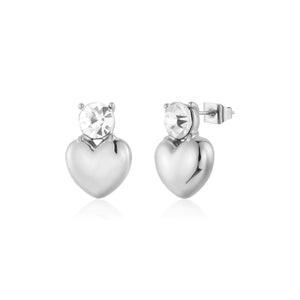 Ohrrstecker Herz mit Diamant Silber