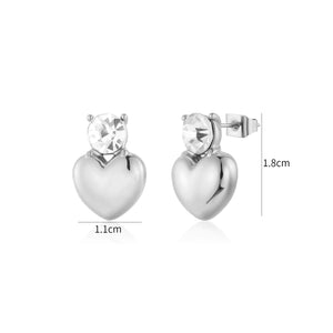 Ohrrstecker Herz mit Diamant Silber