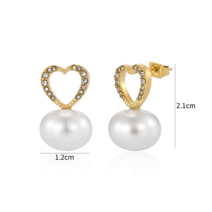 Ohrrstecker Herz Perle Strass Gold
