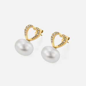 Ohrrstecker Herz Perle Strass Gold