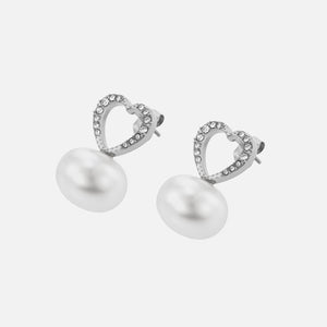 Ohrrstecker Herz Perle Strass Silber