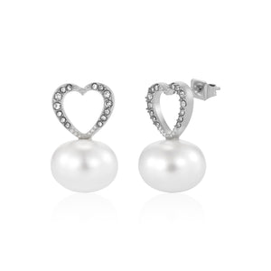 Ohrrstecker Herz Perle Strass Silber