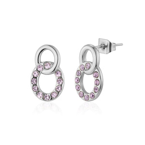Ohrrstecker Kreis mit lila Steinen Silber