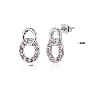 Ohrrstecker Kreis mit lila Steinen Silber