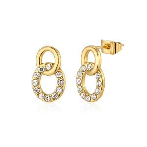 Ohrrstecker Kreis mit Steinen Gold