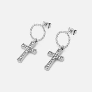 Ohrrstecker Kreuz mit Steinen Silber