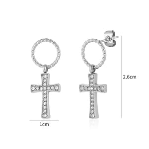 Ohrrstecker Kreuz mit Steinen Silber