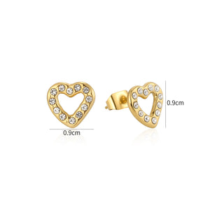 Ohrrstecker offenes Herz mit Steinen Gold