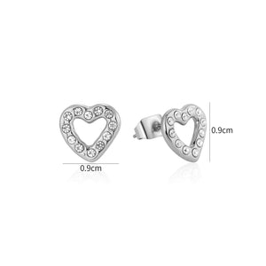 Ohrrstecker offenes Herz mit Steinen Silber