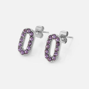 Ohrrstecker oval mit violetten Steinen Silber