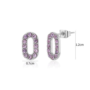 Ohrrstecker oval mit violetten Steinen Silber