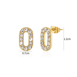 Ohrrstecker oval mit weißen Steinen Gold
