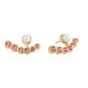 Ohrrstecker Perle mit rosa Steinen Gold