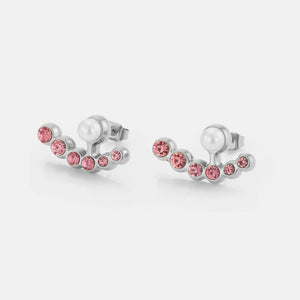 Ohrrstecker Perle mit rosa Steinen Silber