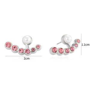 Ohrrstecker Perle mit rosa Steinen Silber