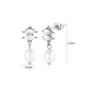 Ohrrstecker Perle mit Steinen Silber