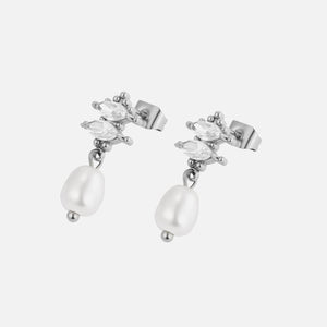 Ohrrstecker Perle mit Steinen Silber