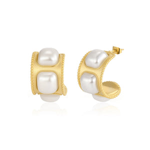 Ohrrstecker quadratische Perlen Gold