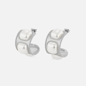 Ohrrstecker quadratische Perlen Silber