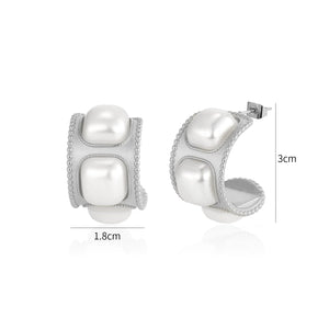 Ohrrstecker quadratische Perlen Silber