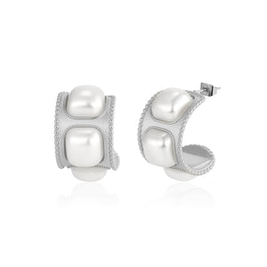 Ohrrstecker quadratische Perlen Silber