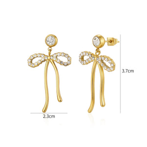 Ohrrstecker Schleife mit Steinen Gold