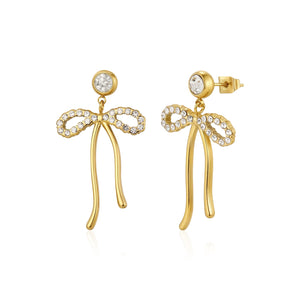 Ohrrstecker Schleife mit Steinen Gold