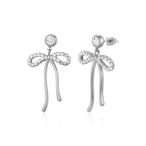 Ohrrstecker Schleife mit Steinen Silber