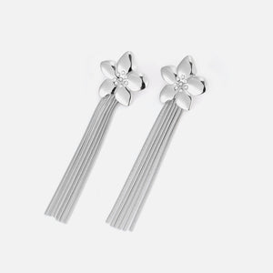 Ohrstecker Blume hängend Silber