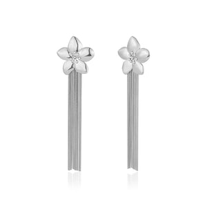 Ohrstecker Blume hängend Silber