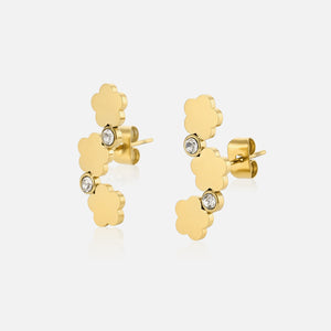 Ohrstecker Blumen mit Steinchen Gold