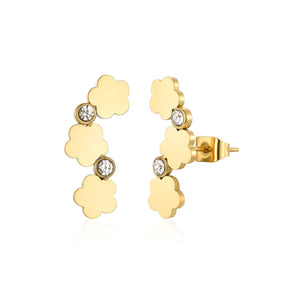 Ohrstecker Blumen mit Steinchen Gold