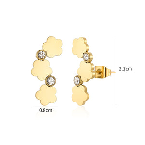 Ohrstecker Blumen mit Steinchen Gold