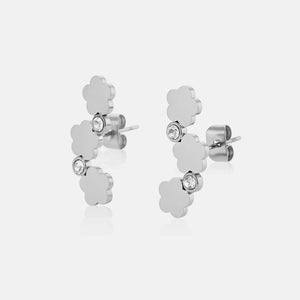 Ohrstecker Blumen mit Steinchen Silber