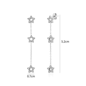 Ohrstecker drei hängende Sterne Silber