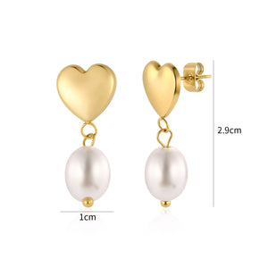 Ohrstecker Herz mit Perle Gold