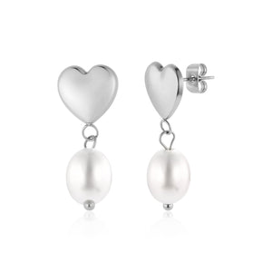 Ohrstecker Herz mit Perle Silber