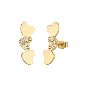 Ohrstecker Herz mit Steinen Gold