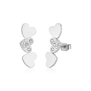 Ohrstecker Herz mit Steinen Silber