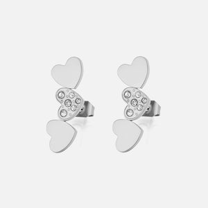 Ohrstecker Herz mit Steinen Silber