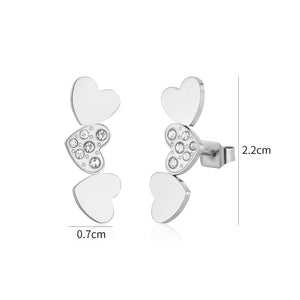 Ohrstecker Herz mit Steinen Silber