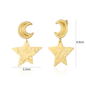 Ohrstecker Mond und Stern Gold