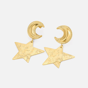 Ohrstecker Mond und Stern Gold