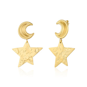 Ohrstecker Mond und Stern Gold