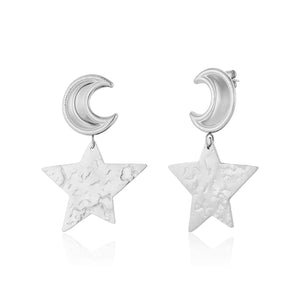 Ohrstecker Mond und Stern Silber