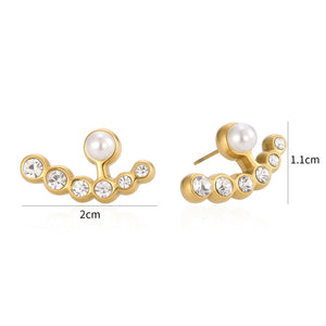 Ohrstecker Perle mit Steinchen Gold