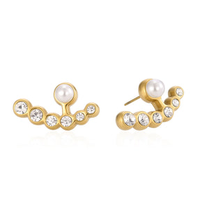 Ohrstecker Perle mit Steinchen Gold